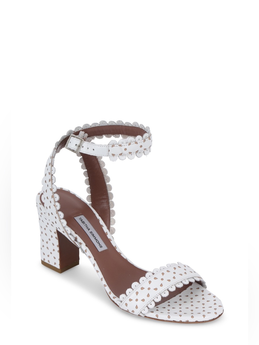 Tabitha Simmons Leticia White Leather Ankle Strap Heeled Sandals